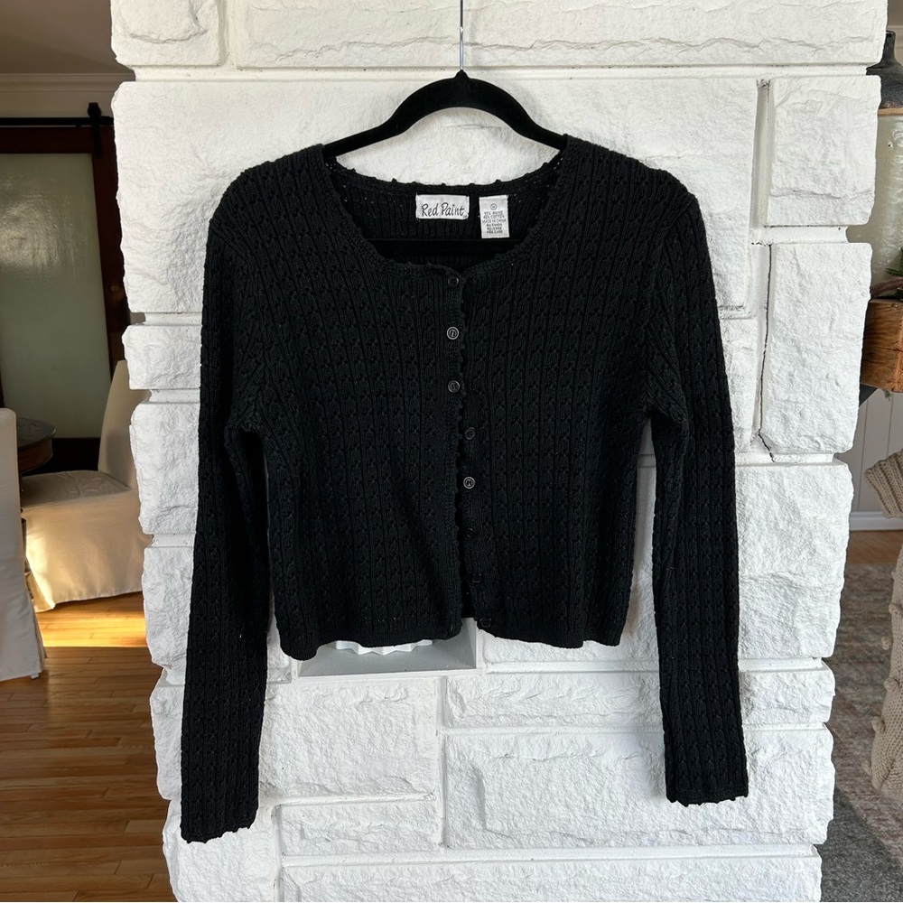 Classic Black Cable Knit Cardigan
